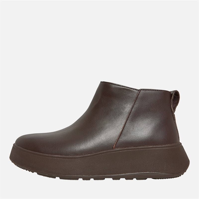 FitFlop Womens F-Mode Leather Flatform Zip Ankle Boots Chocolate Brown