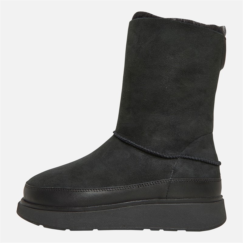 FitFlop Womens Gen-FF Short Double-Faced Shearling Boots All Black
