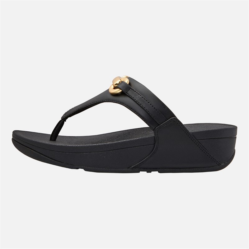 FitFlop Womens Lulu Chunky Snaffle Leather Toe Post Sandals Black