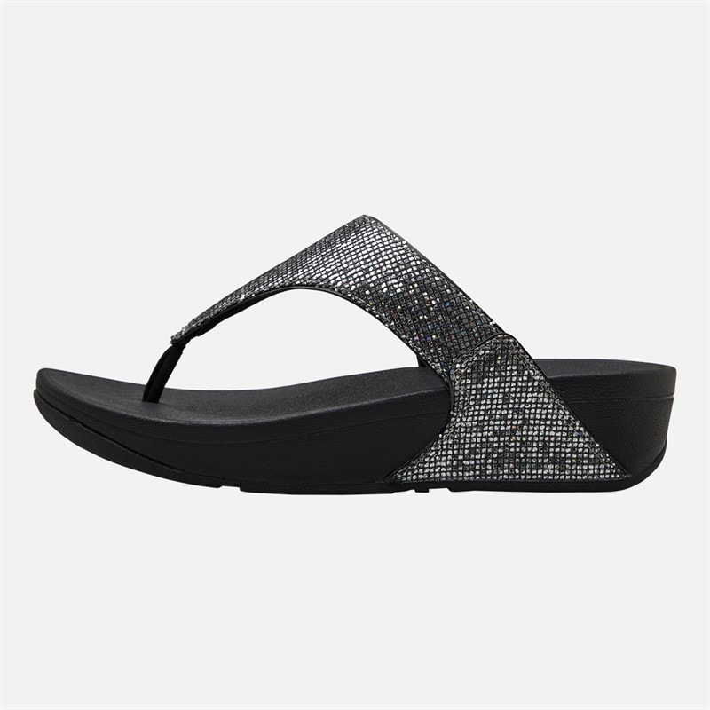 FitFlop Womens Lulu Glitterball Toe Post Sandals Silver