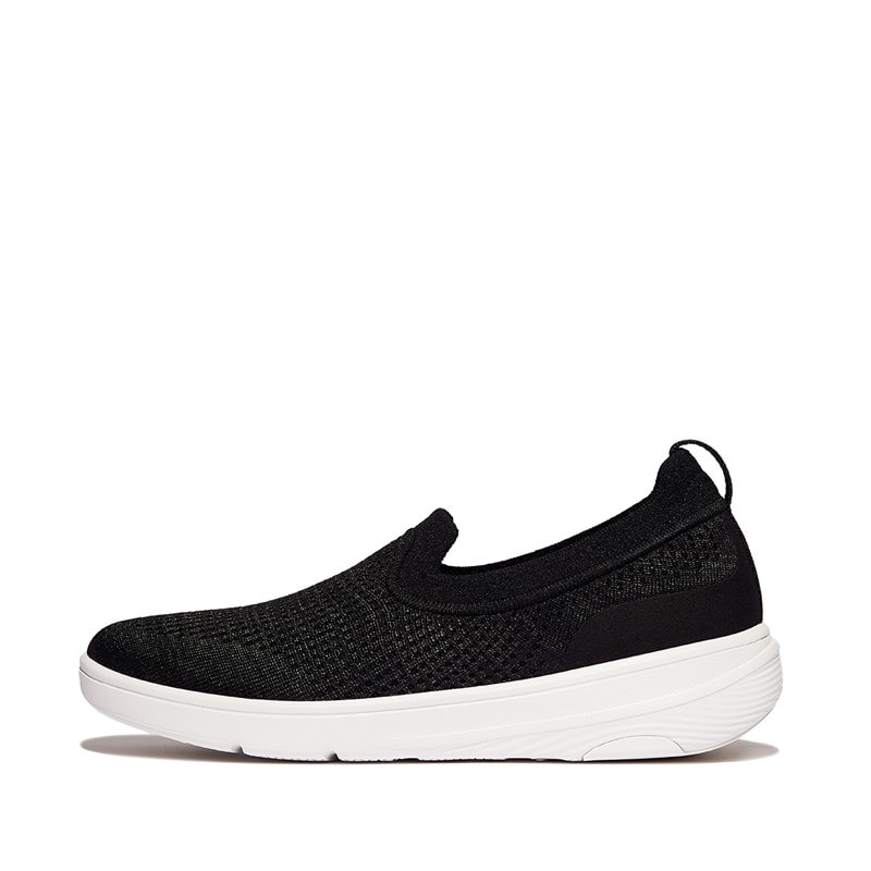 FitFlop Womens Super-q Knit Slip On Trainers Black