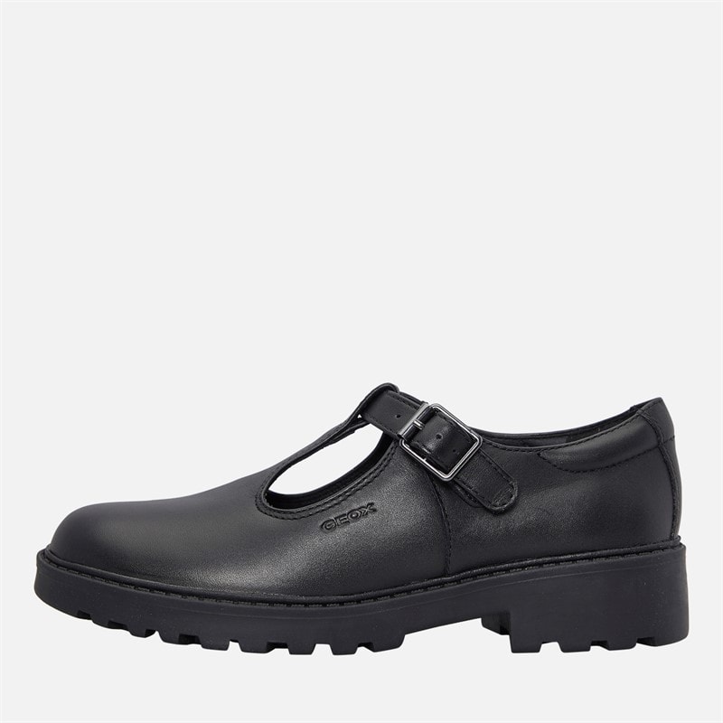 GEOX Junior Girls Casey Chunky T-Bar Shoes Black