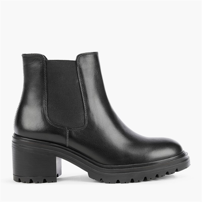 GEOX Womens Damiana Block Heel Chelsea Boots Black