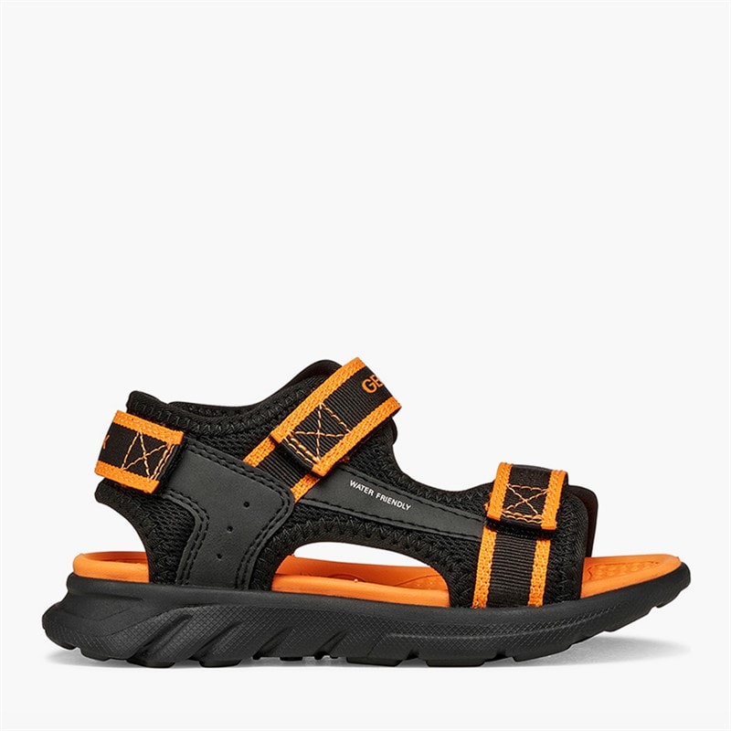 GEOX Infant Boys Airadyum Ankle Strap Sandals Black/Orange