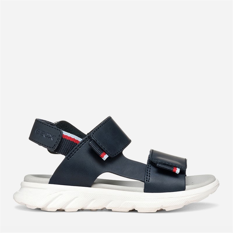 GEOX Boys Aiardyum Ankle Strap Sandals Navy/Red