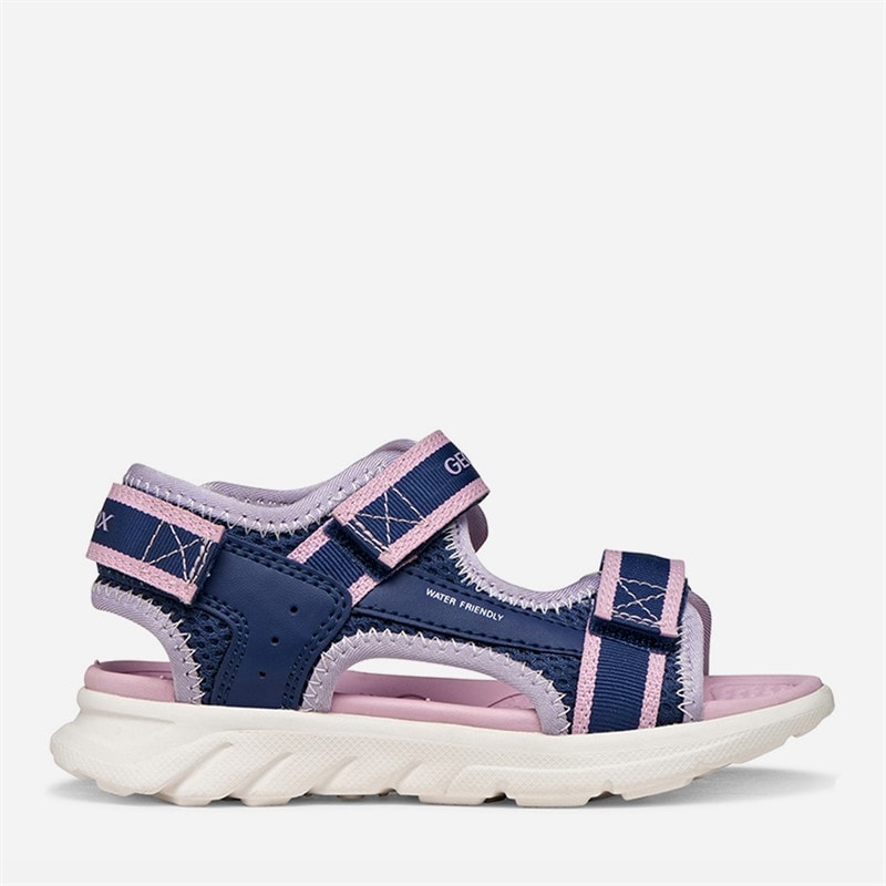 GEOX Girls Airadyum Ankle Strap Sandals Navy/Lilac