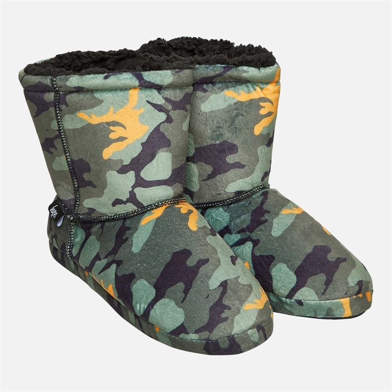 Hype Junior Boys Arcenza Bootee Slippers Khaki Camo