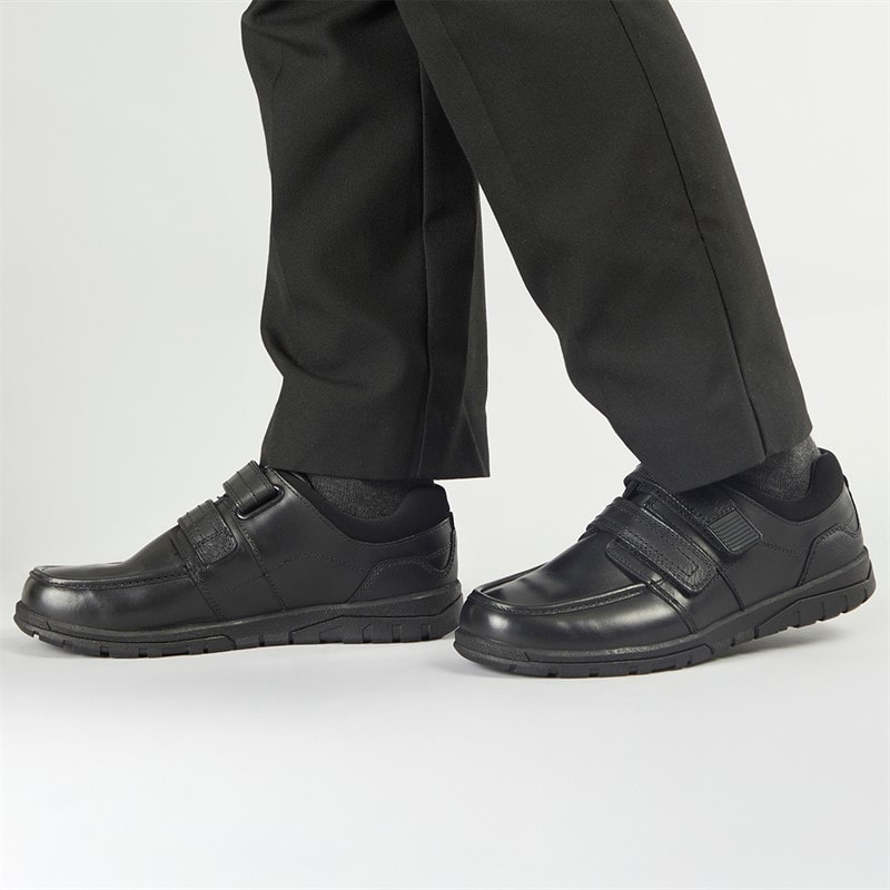 Hush Puppies Boys Toronto Double Strap School Shoes Black