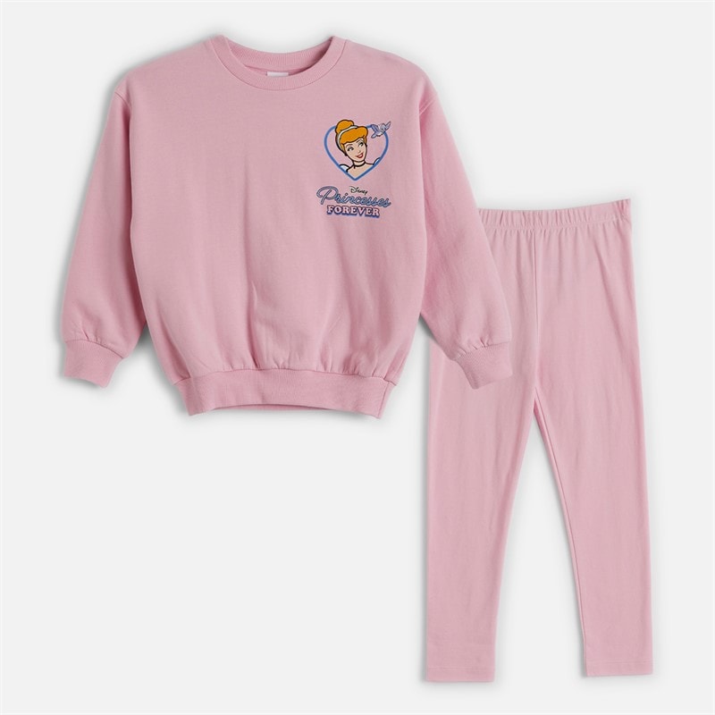 Disney Girls Princess Sweatshirt And Leggings Set Pink
