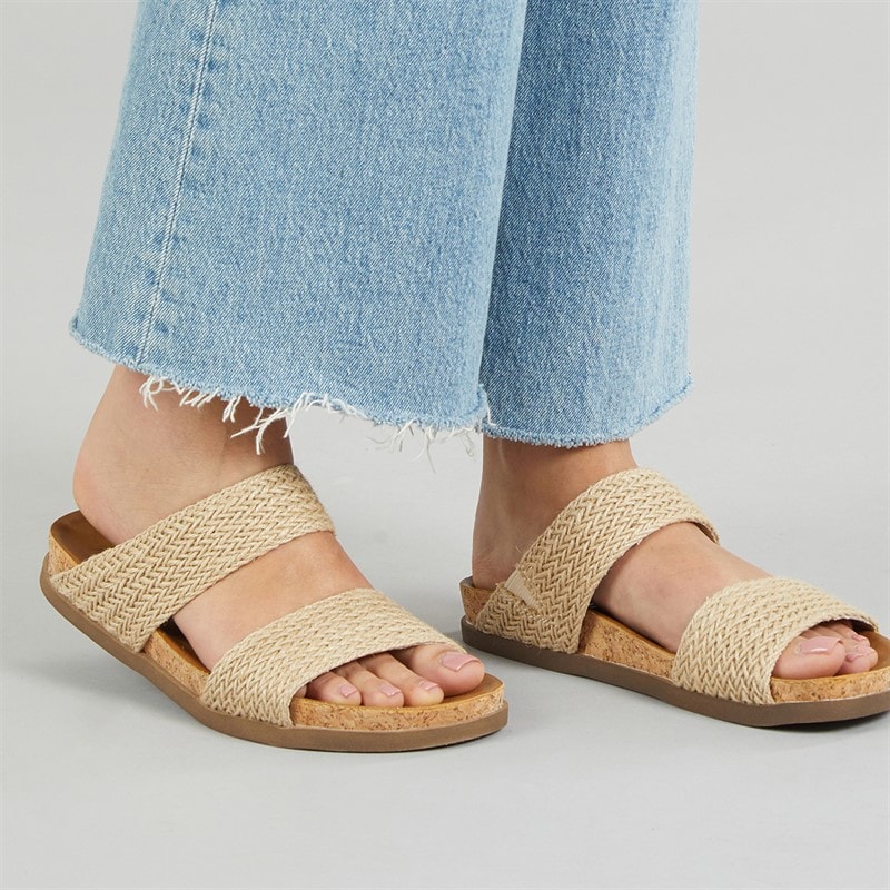 Blowfish Womens Malibu Leah Mule Footbed Sandals Sunbleach/Natural