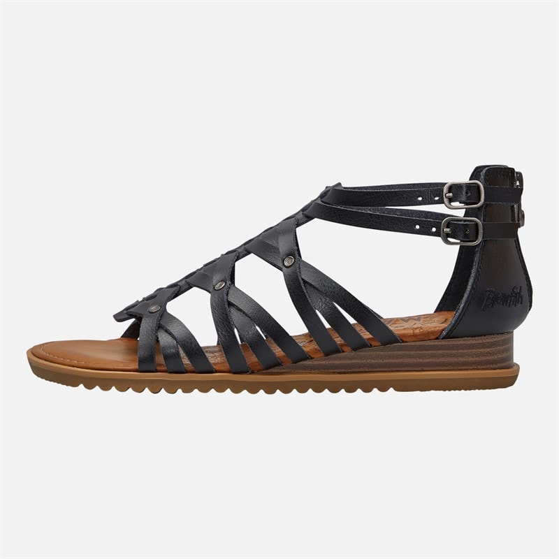 Blowfish Womens Bloomy Ankle Strap Sandals Black Dyecut