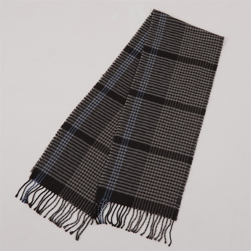 Jeff Banks Mens Check Stripe Brushed Woven Scarf Black/Grey
