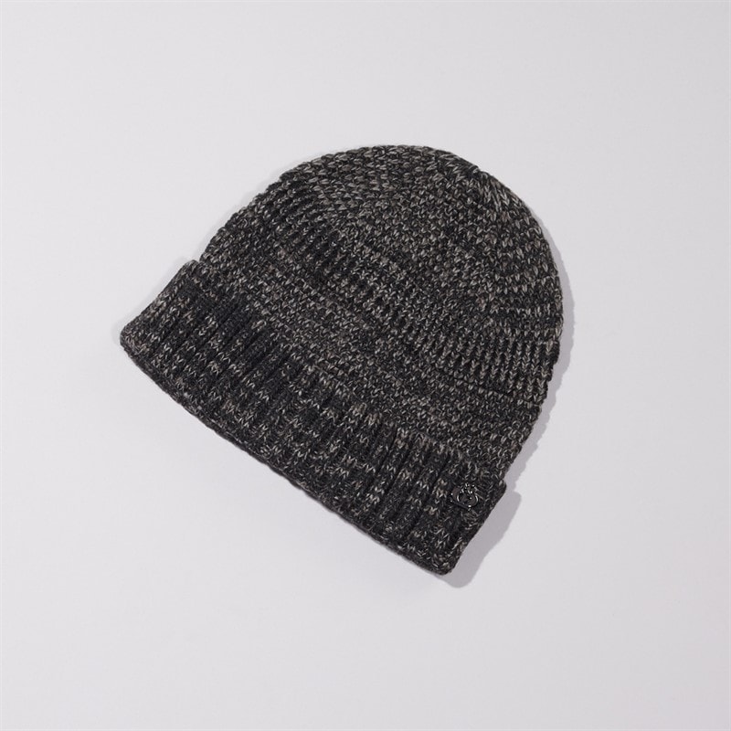 Jeff Banks Mens Melange Textured Beanie Grey/Black