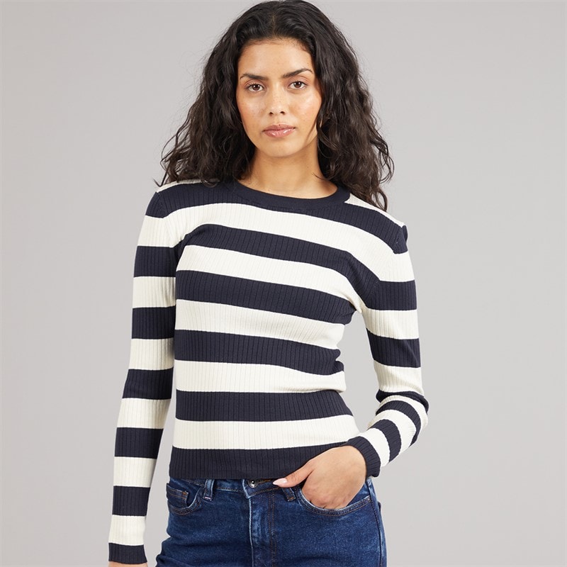 Jacqueline De Yong Womens Plum Long Sleeve Knit Pullover Sky Captain
