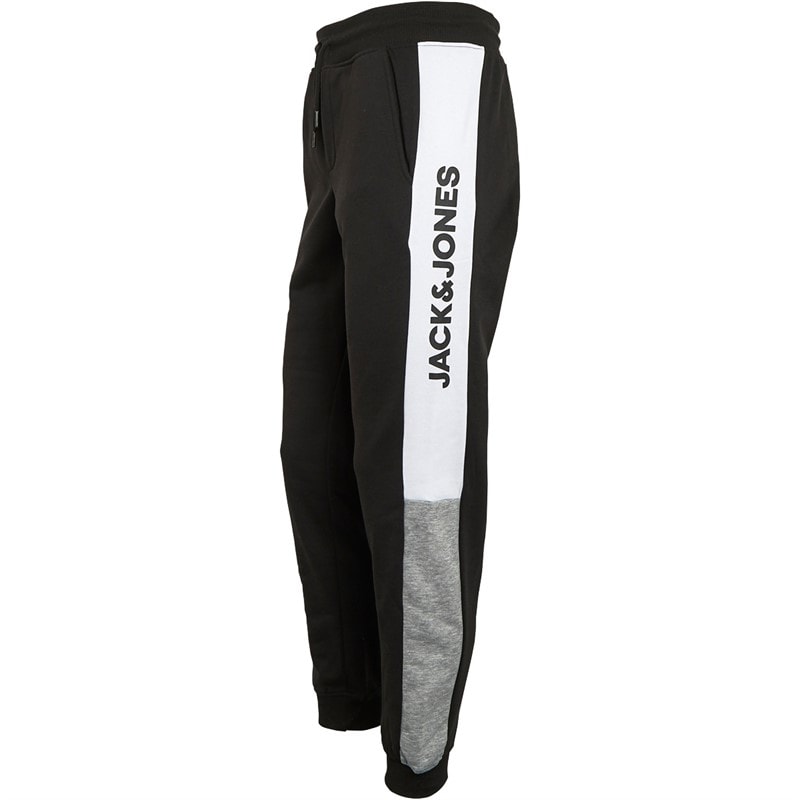 JACK & JONES Mens Logo Blocking Joggers Black