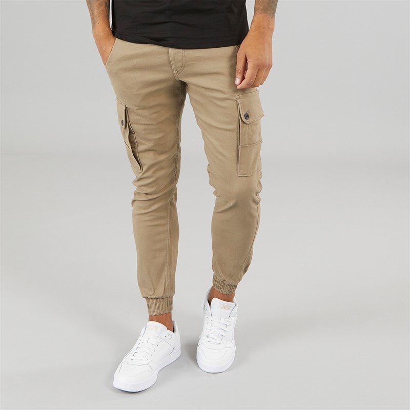 JACK & JONES Mens Paul Warner AKM 111 Cargo Pants Brown