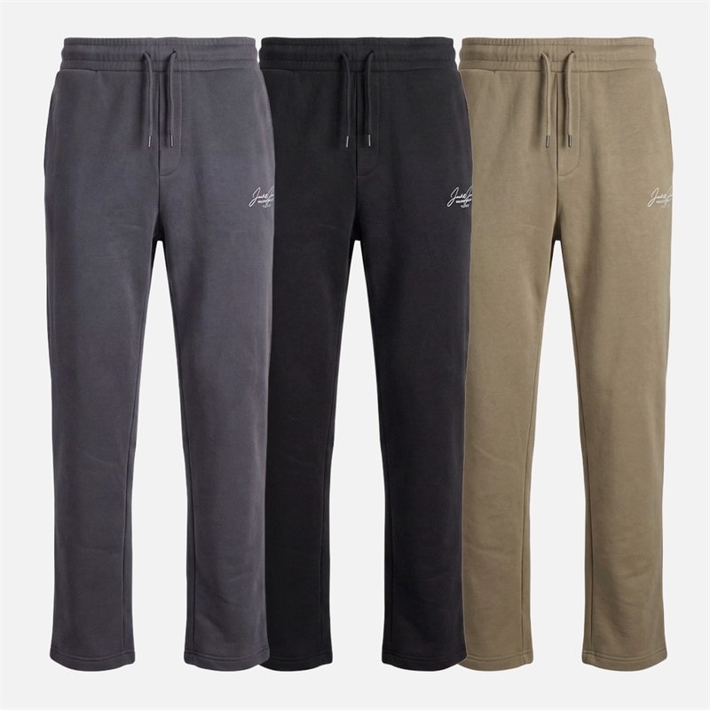 JACK & JONES Mens Cover Three Pack Open Hem Joggers Black/Asphalt/Falcon