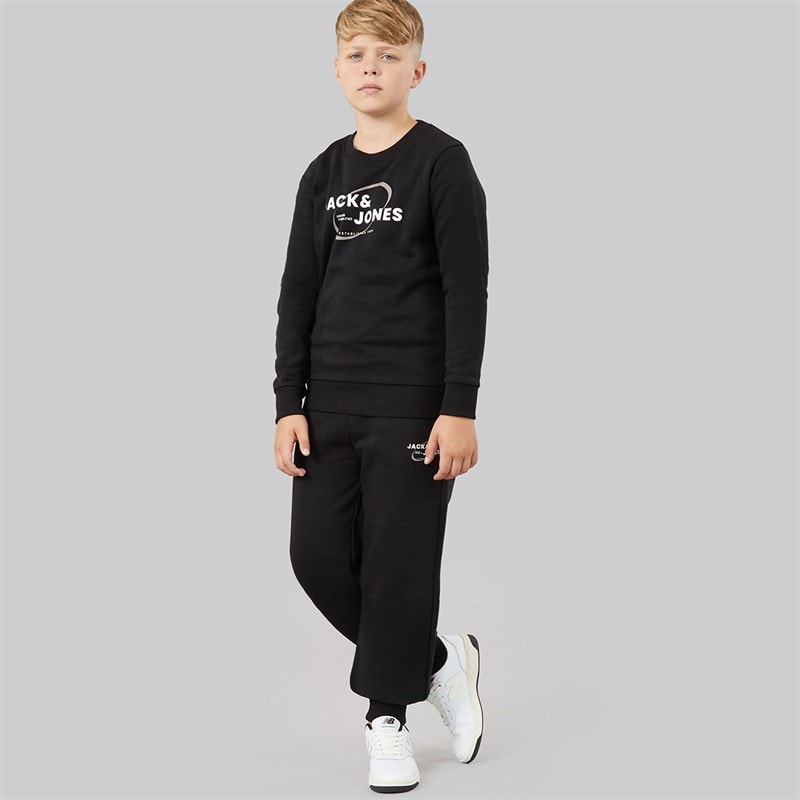 JACK & JONES Boys Future Sweatshirt And Joggers Tracksuit Black