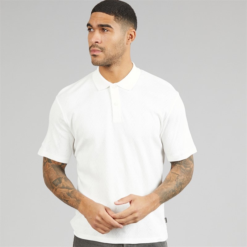 JACK & JONES Mens Blaroman Polo Shirt Cloud Dancer