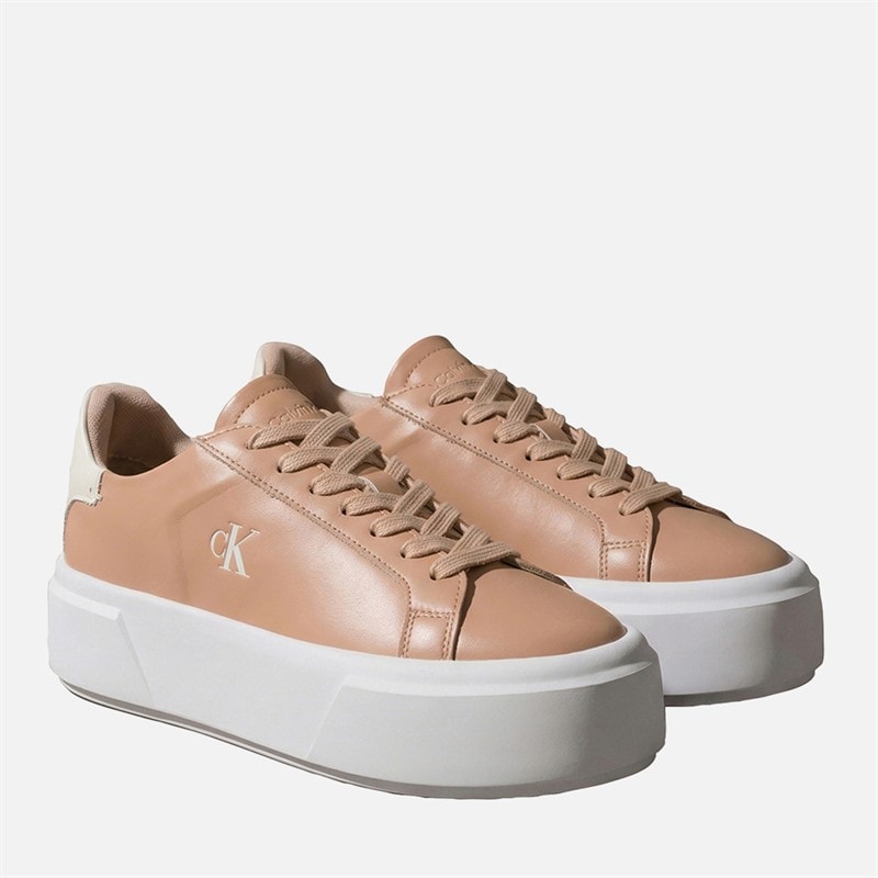 Calvin Klein Jeans Womens Flatform Lace Up Trainers Spanish Villa/Marshmallow