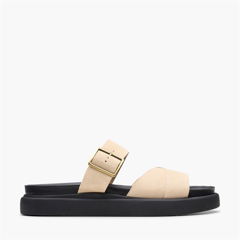 Clarks Womens Aristella D-Fit Sliders Ecru