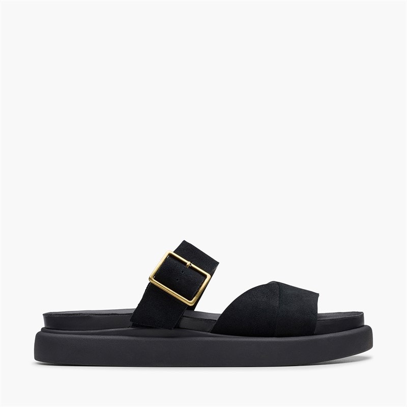 Clarks Womens Aristella D-Fit Sliders Black
