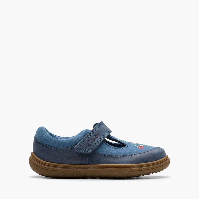 Clarks Infant Girls Flash Grow G-Fit T-Bar Shoes Blue