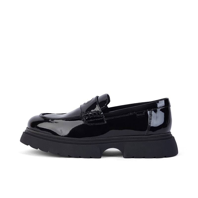 Kickers Girls Kenzi Loafer Patent Leather Shoes Black