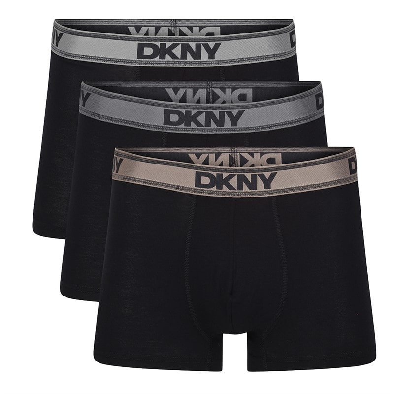 DKNY Mens Carter Three Pack Boxer Trunks Black