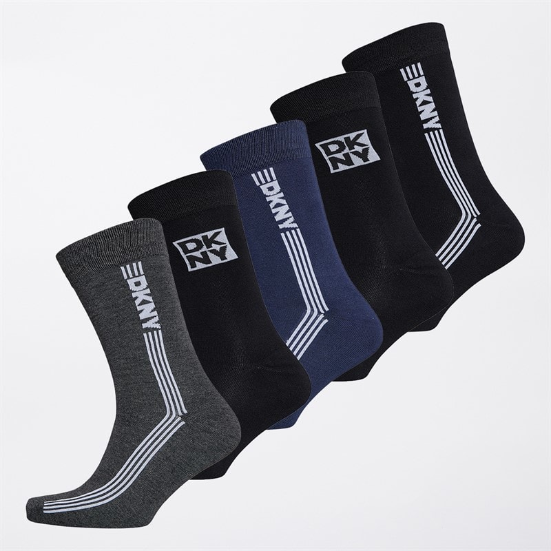DKNY Mens Gem Five Pack Socks Black/Grey Marl/Navy