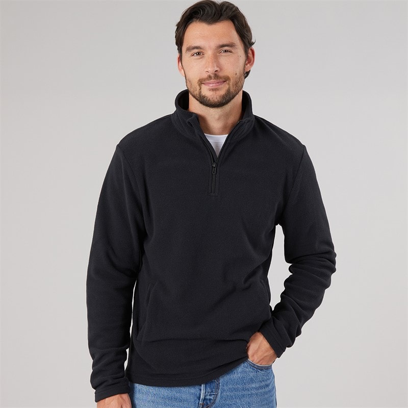 Kangaroo Poo Mens 1/4 Zip Microfleece Top Black