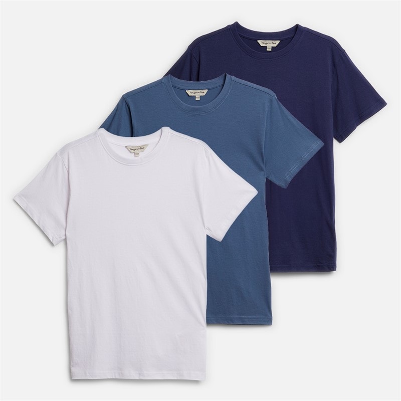 Kangaroo Poo Boys Plain Three Pack T-Shirts White/Navy/Indigo