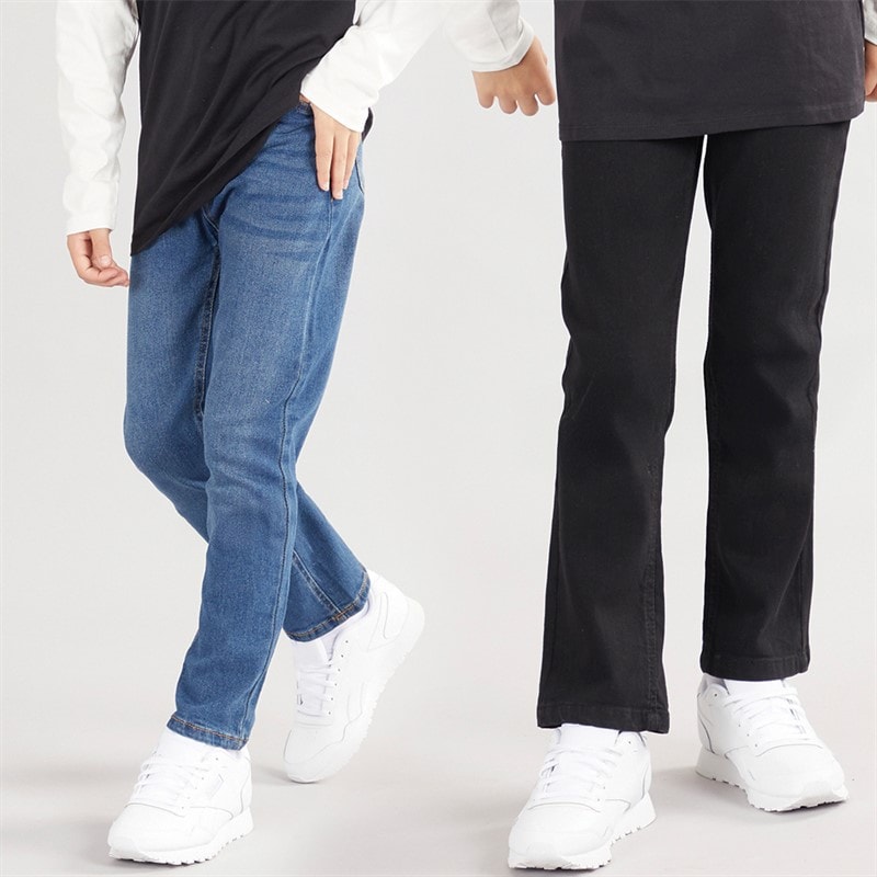 Kangaroo Poo Boys Two Pack Straight Fit Jeans Mid Wash/Black