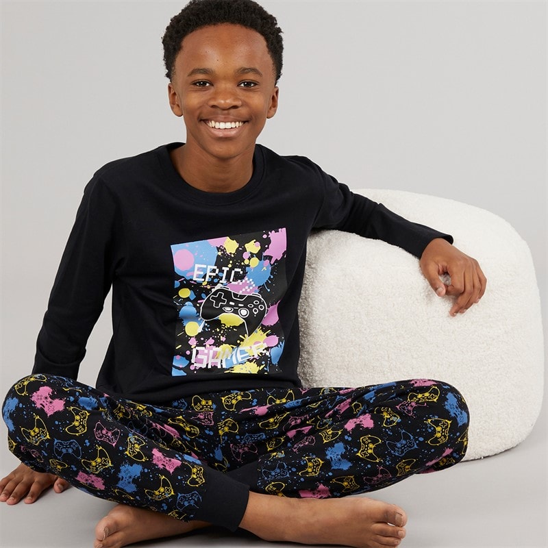 Kangaroo Poo Boys Epic Game Pyjama Set Black