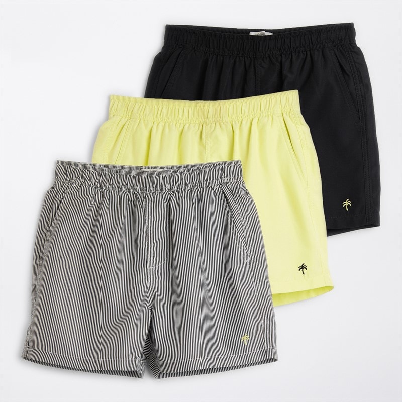 Kangaroo Poo Boys Three Pack Swim Shorts Lime/Black/Stripe