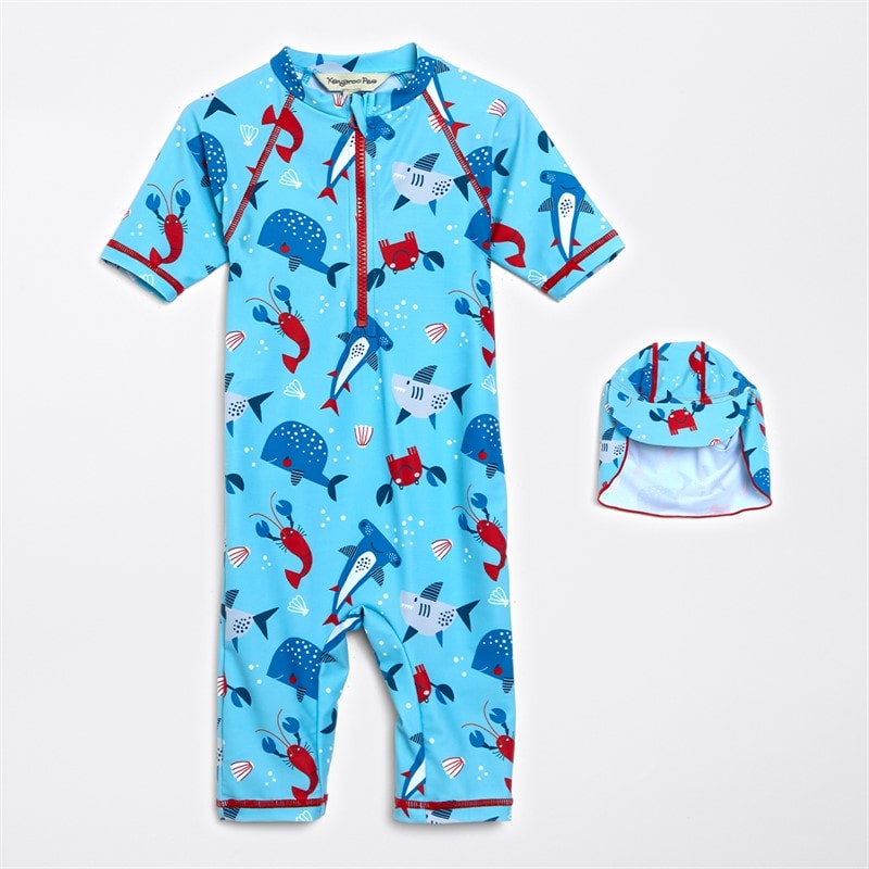 Kangaroo Poo Boys Sun Suit And Hat Set Multi