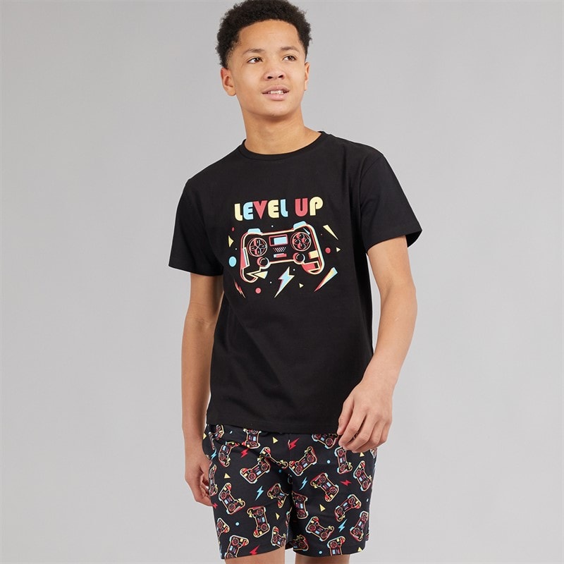 Kangaroo Poo Boys T-Shirt And Shorts Pyjama Set Black