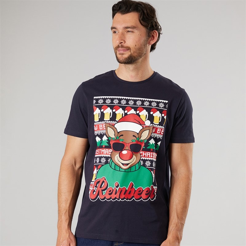 Kangaroo Poo Mens Novelty Christmas T-Shirt Navy