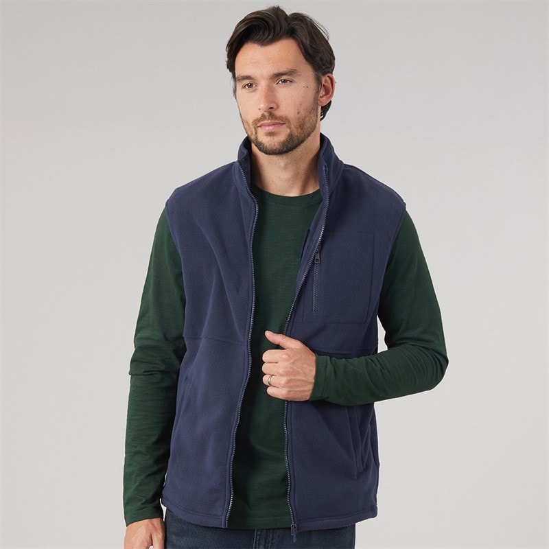 Kangaroo Poo Mens Full Zip Microfleece Gilet Navy
