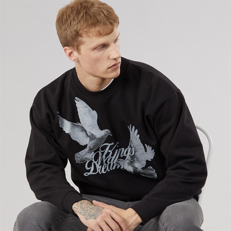 Kings Will Dream Mens Studio High Flying Doves Crew Sweatshirt Black