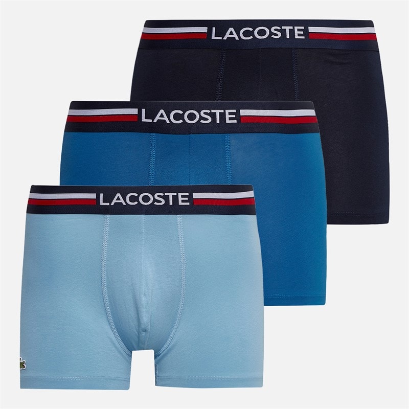 Lacoste Mens Three Pack Trunks Navy Blue/Kingdom Overview