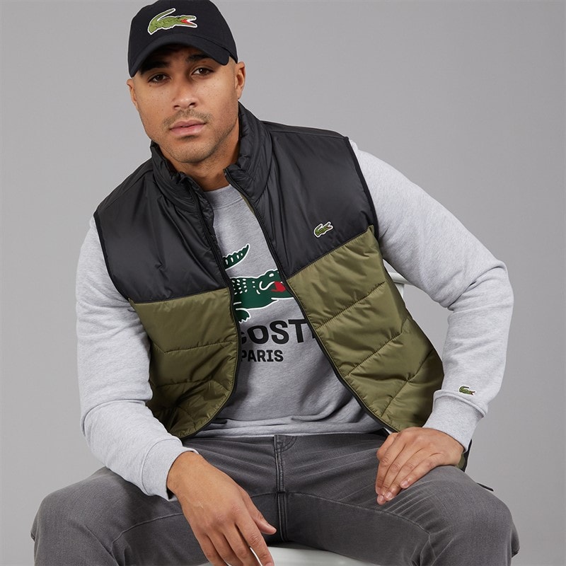 Lacoste Mens Puffer Gilet Olive/Black