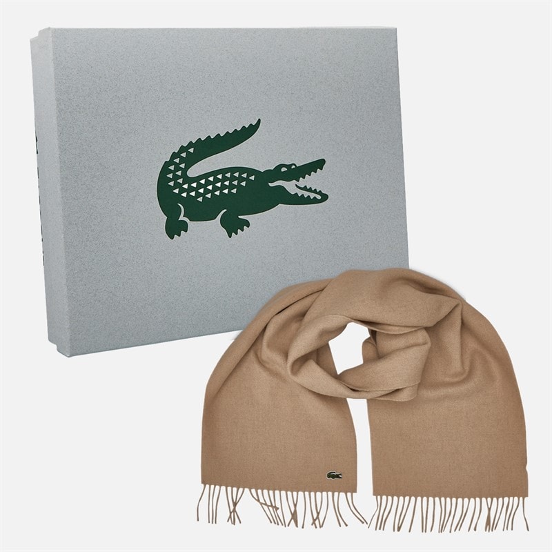 Lacoste Mens Brushed Wool Scarf Beige