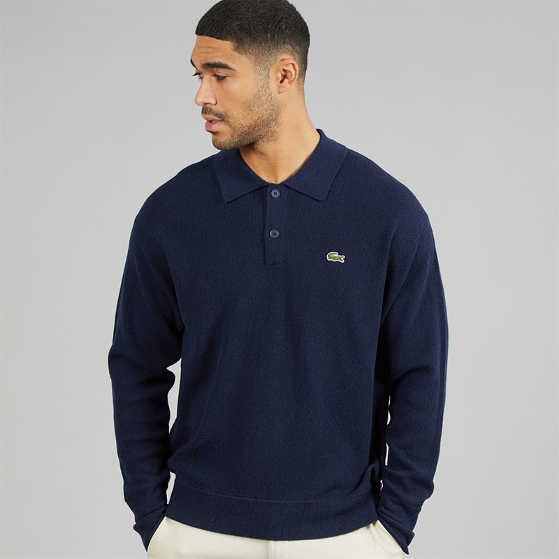 Lacoste Mens Polo Collar Jumper Midnight Blue