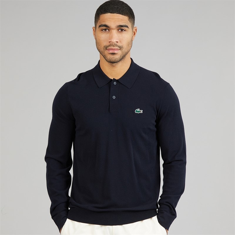 Lacoste Mens Polo Collar Stretch Jumper Midnight Blue