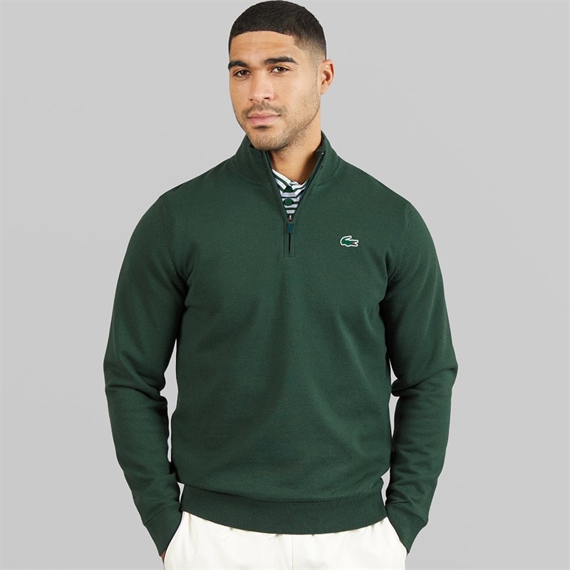 Lacoste Mens Quarter Zipped Windbreaker Jumper Sinople Green