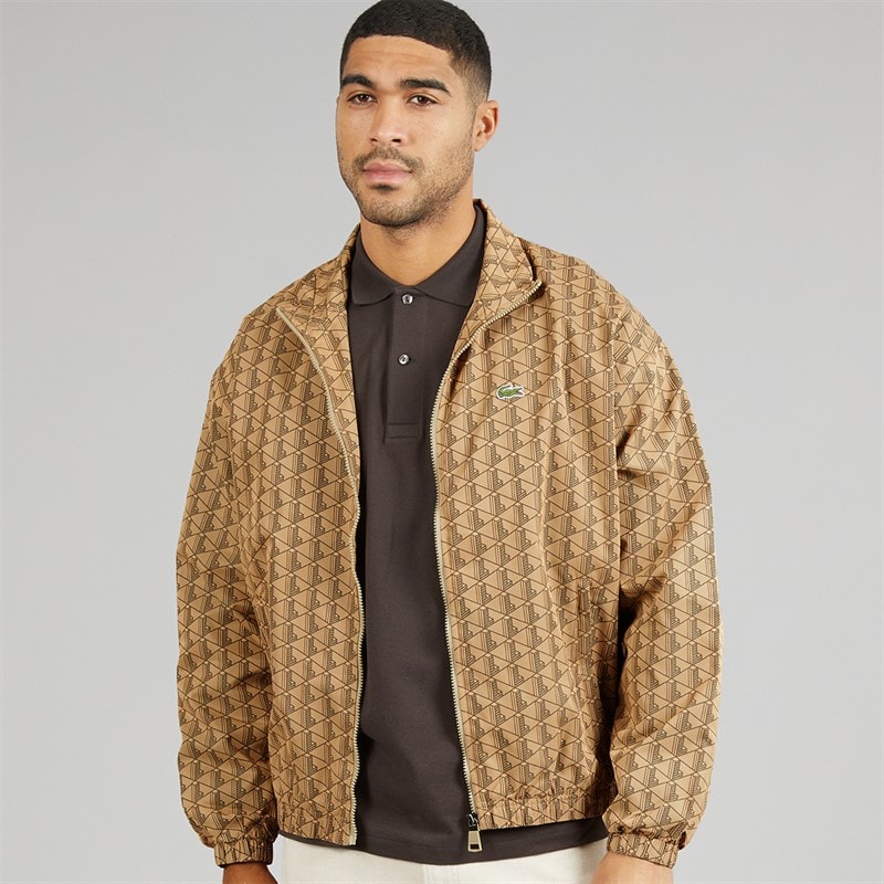 Lacoste Mens Monogram Track Jacket Beige
