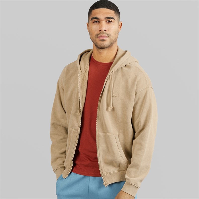 Lacoste Mens Zip Through Hoodie Beige
