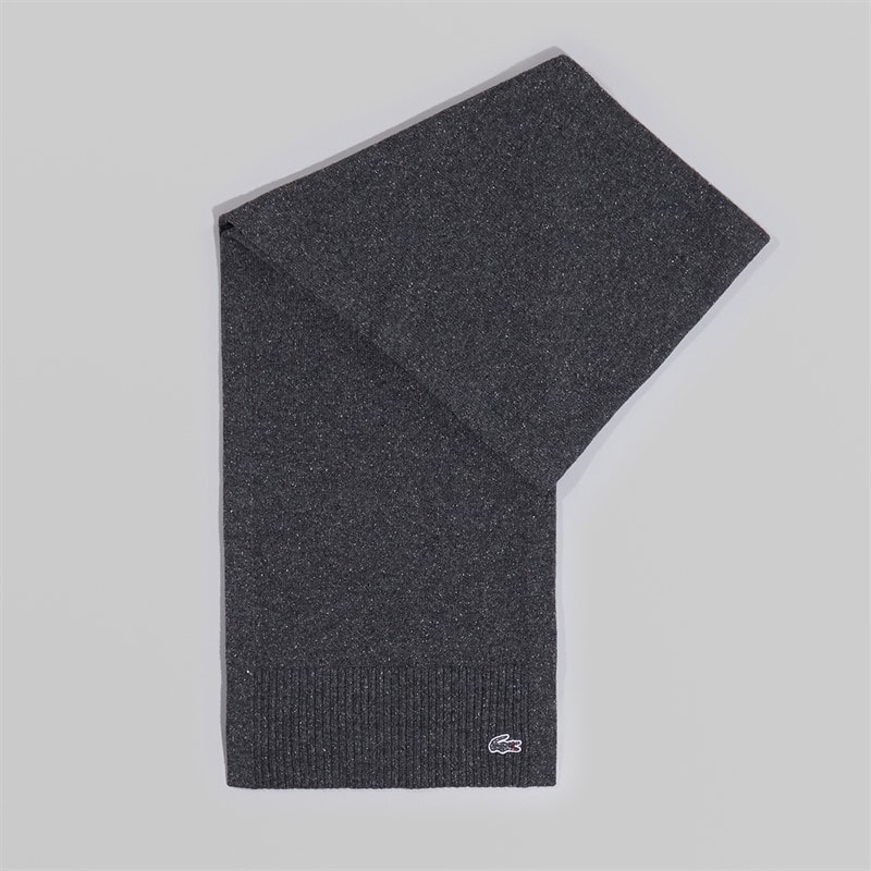 Lacoste Mens Slub Wool Scarf Black