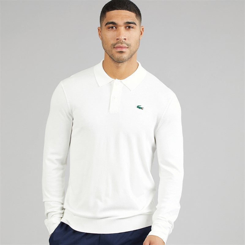 Lacoste Mens Polo Collar Stretch Jumper White